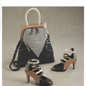 Black/Brown/White Handbag With Matching Shoe
